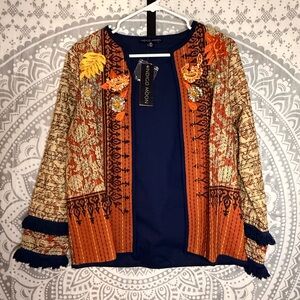 Indigo Moon embroidered and embellished light weight jacket